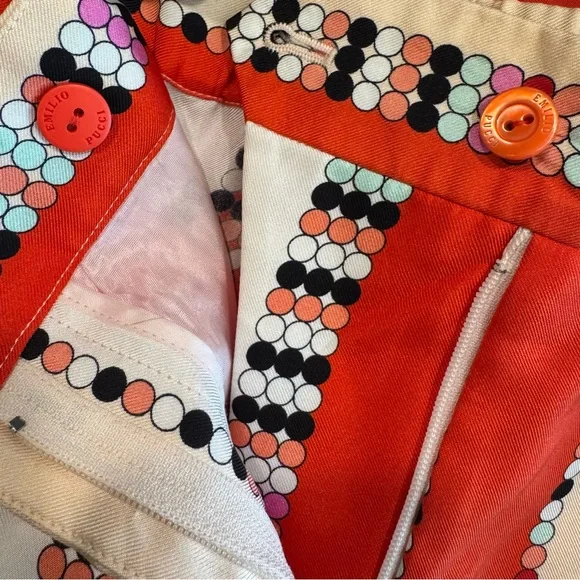 Emilio Pucci 100% Silk Vintage Multicolor Red Striped Print Pants - Picture 12 of 14